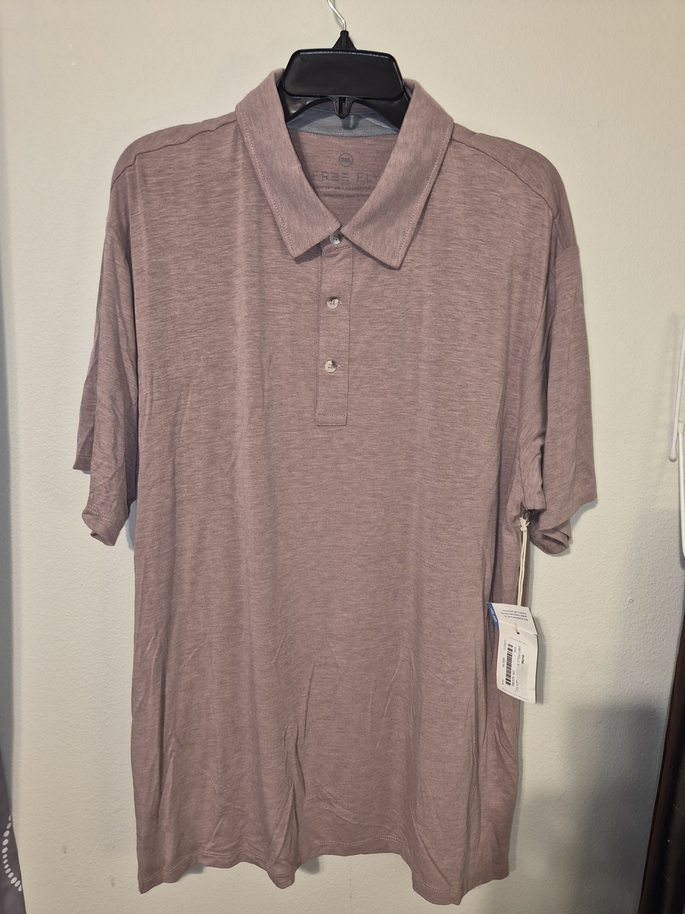 NWT Free Fly Men's Bamboo Motion Polo Shirt XXL 2XL Adobe Heather Pink UPF 50+